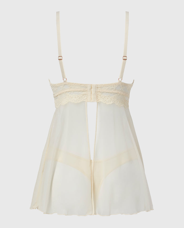 Push Up Babydoll in Timeless Lace with Mesh in Pearled Ivory