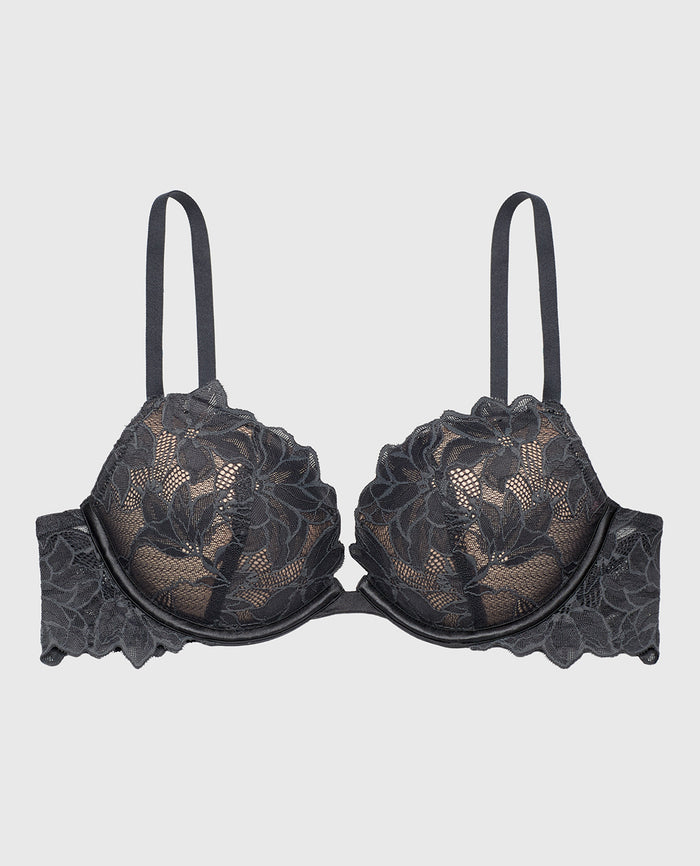 Push up bra with all over Reverie Lace in Ebony