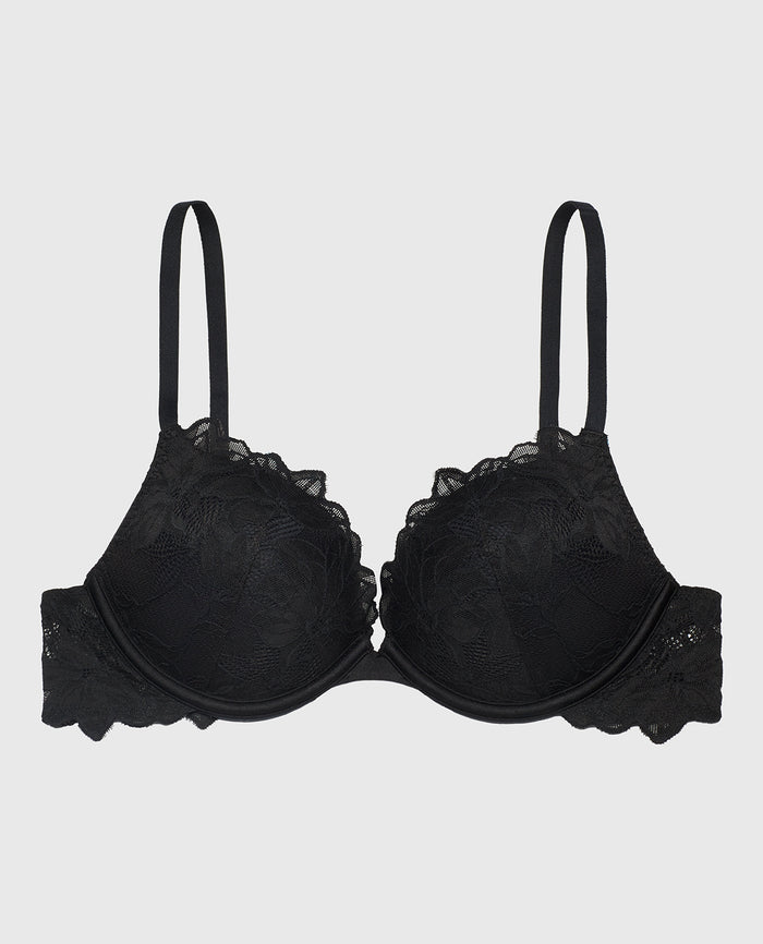 Push Up Bra with all over Reverie Lace in Tuxedo Black