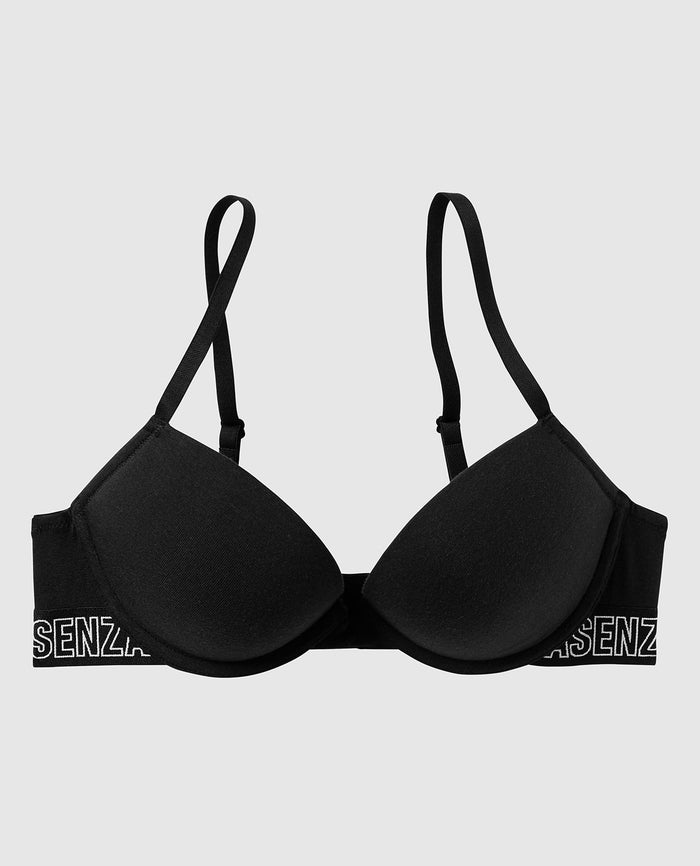 Push Up Bra with Allover Lace in Black