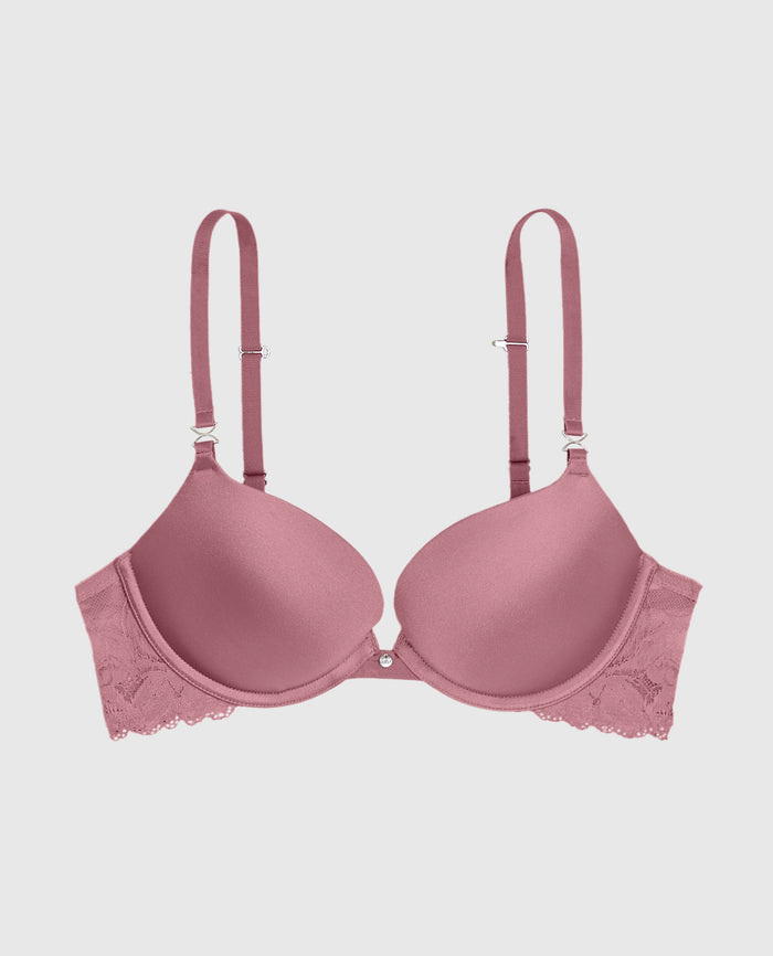 Push Up Bra with Lace in Sheer Mauve