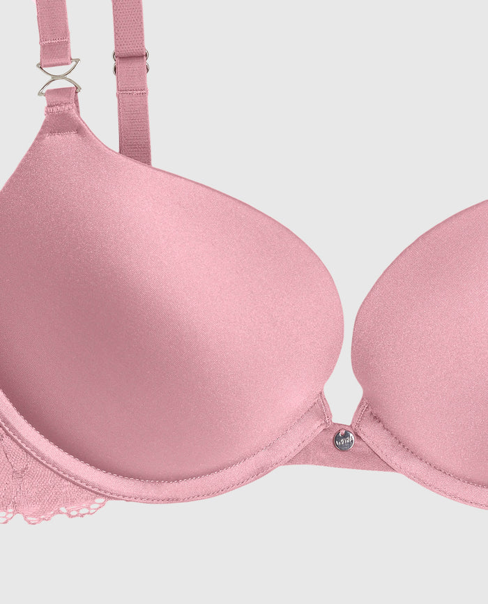 Push Up Bra with Lace in Sheer Mauve