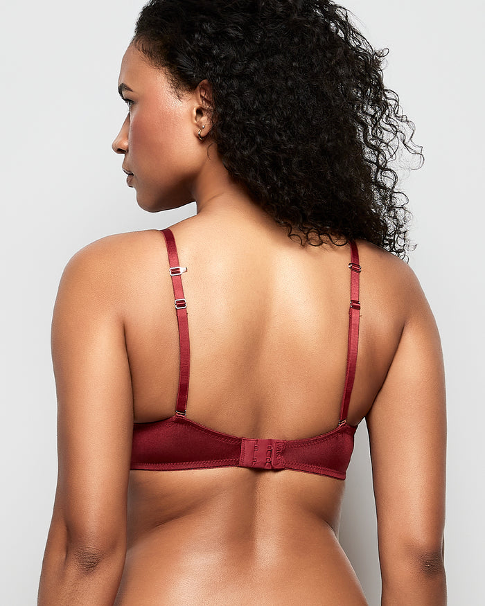Push Up Bra with Lace Overlay in Opulent Red