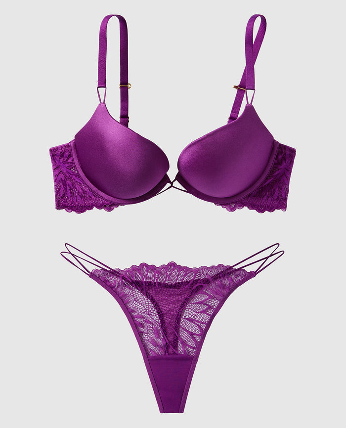 Push Up Bra with Lace Overlay in Sparkling Grape