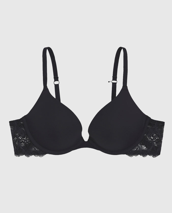 Push Up Bra with Lace Wing in Black
