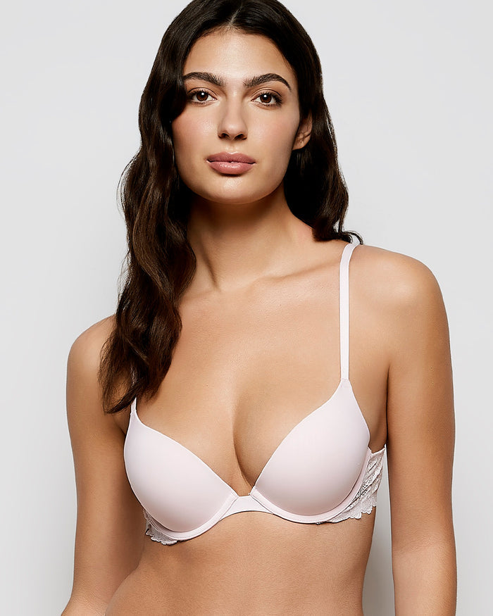 Push Up Bra with Lace Wing in Pink-A-Boo