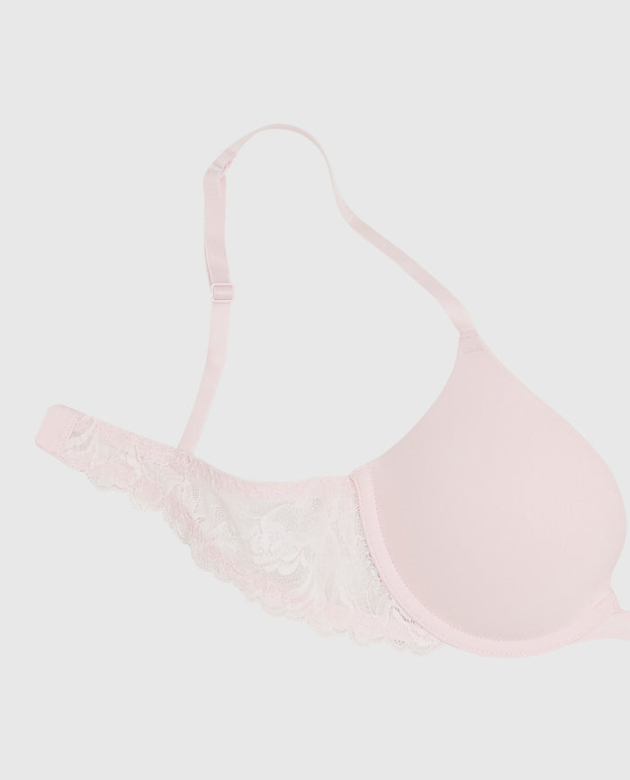 Push Up Bra with Lace Wing in Pink-A-Boo