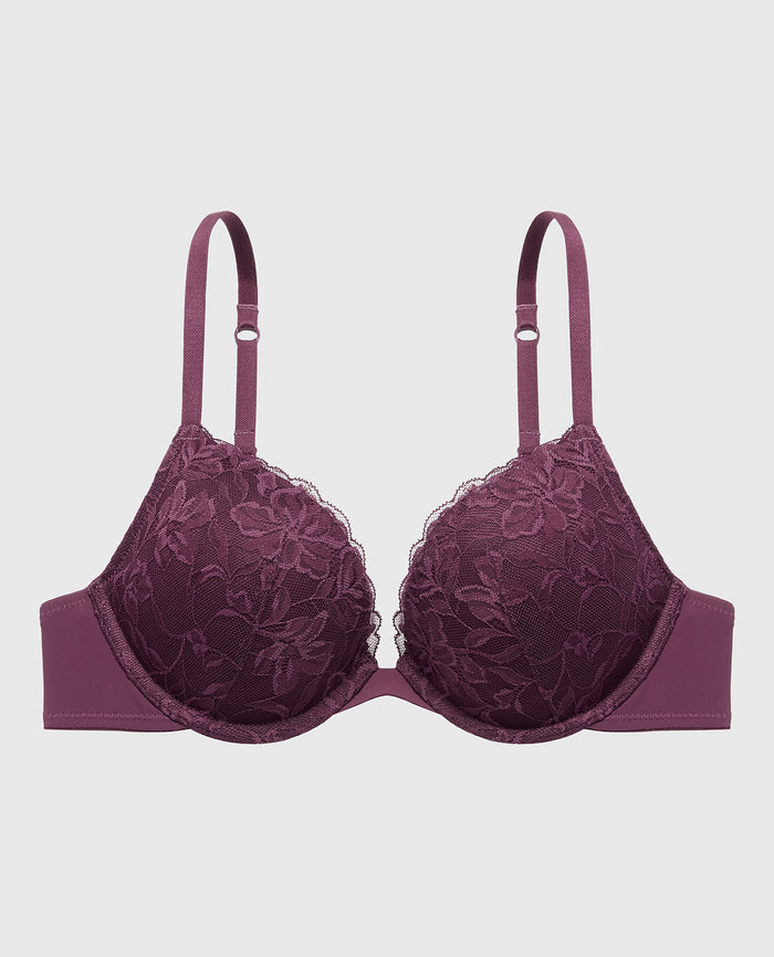 Push Up Bra with Poetic Lace in Blackberry Wine