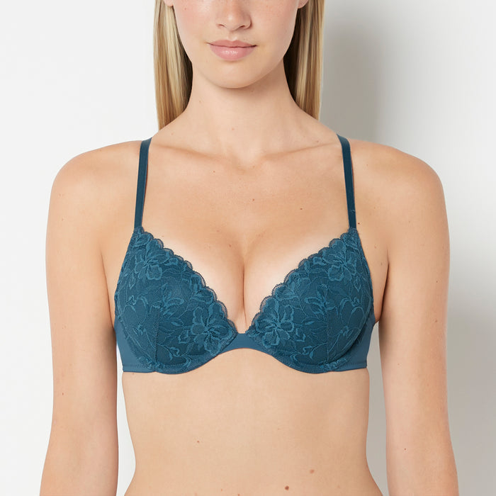 Push Up Bra with Poetic Lace in Legion Blue