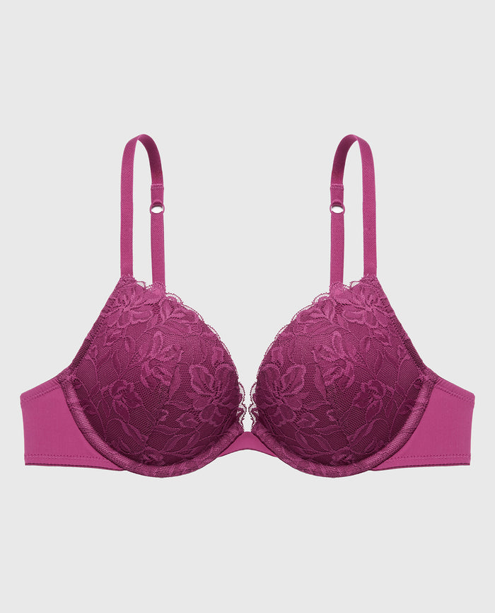 Push Up Bra with Poetic Lace in Magenta Purple