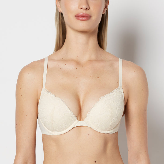 Push Up Bra with Poetic Lace in Pearled Ivory