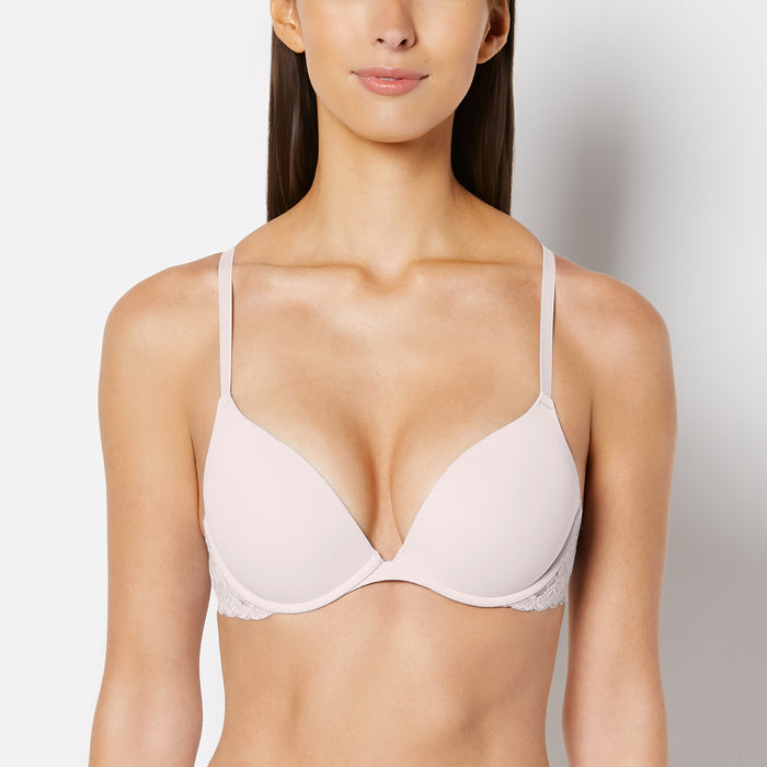 Push Up Bra with Poetic Lace Wing in Crystal Pink