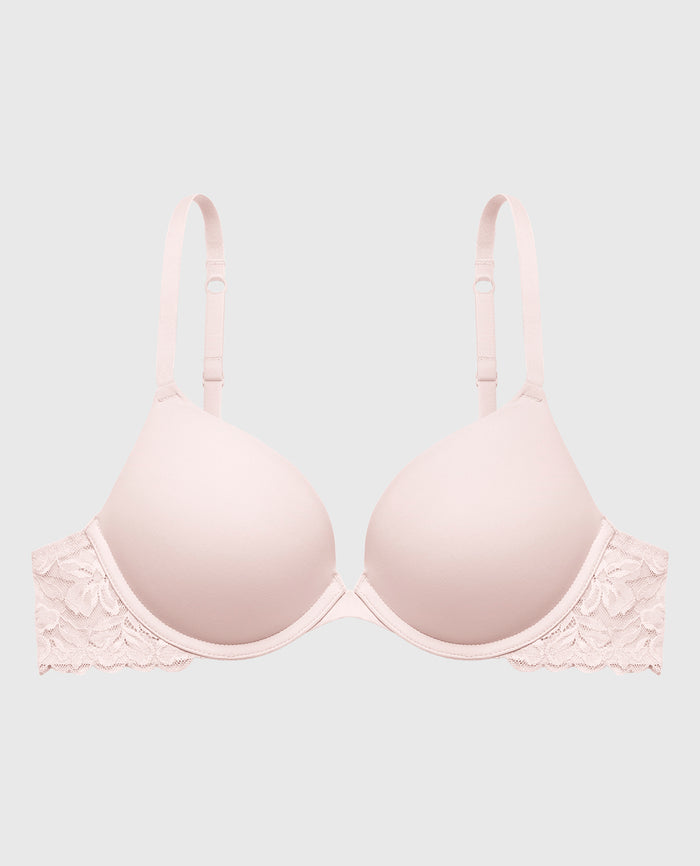 Push Up Bra with Poetic Lace Wing in Crystal Pink