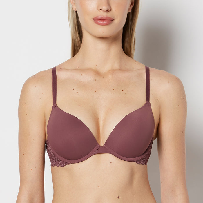 Push Up Bra with Poetic Lace Wing in Plum Wine