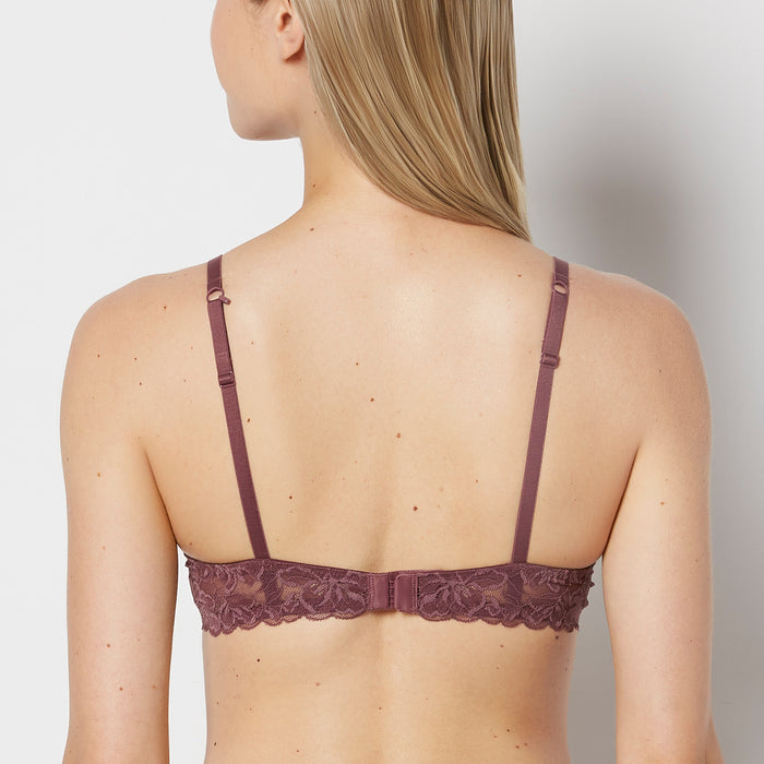 Push Up Bra with Poetic Lace Wing in Plum Wine