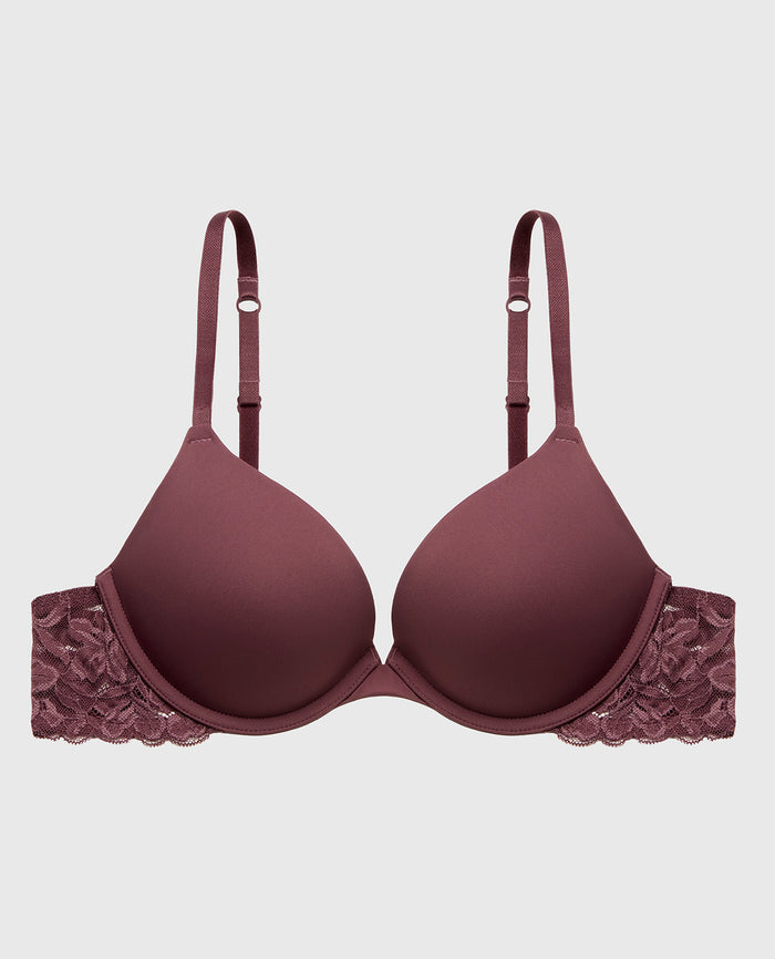 Push Up Bra with Poetic Lace Wing in Plum Wine