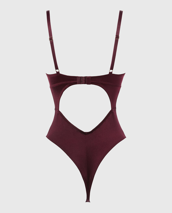 Push Up Demi bodysuit with reverie lace cup in Russian Ruby