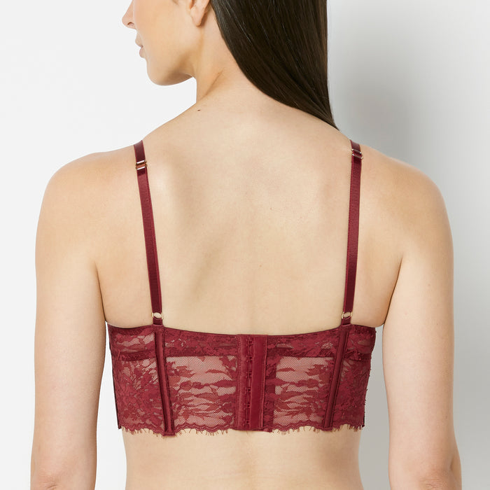 Push Up Demi Bustier with Bewitched Lace in Cabernet