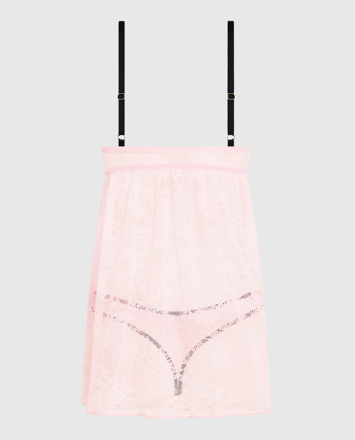 Push Up Lace Babydoll in Pink-A-Boo