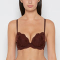 Push up Opulent Lace bra with lace cradle in Bitter Chocolate