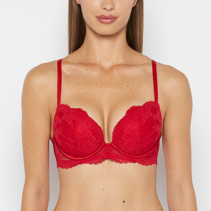 Push up Opulent Lace bra with lace cradle in Crimson