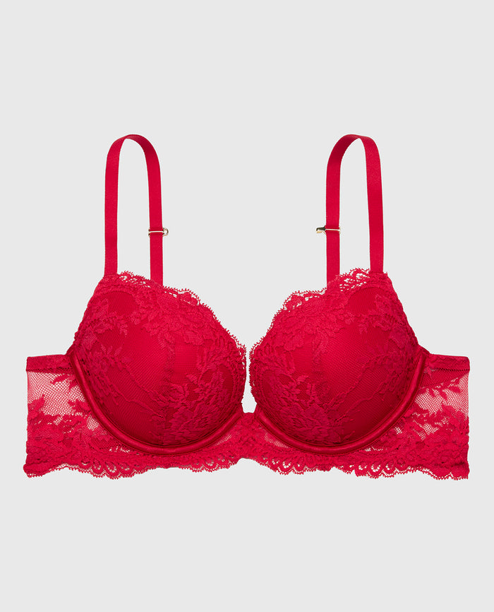 Push up Opulent Lace bra with lace cradle in Crimson