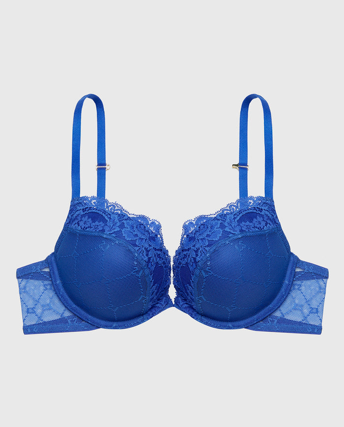 Push up Opulent Lace bra with lace cradle in Dazzling Blue