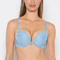 Push up Opulent Lace bra with Mesh Wing in Glacier Lake