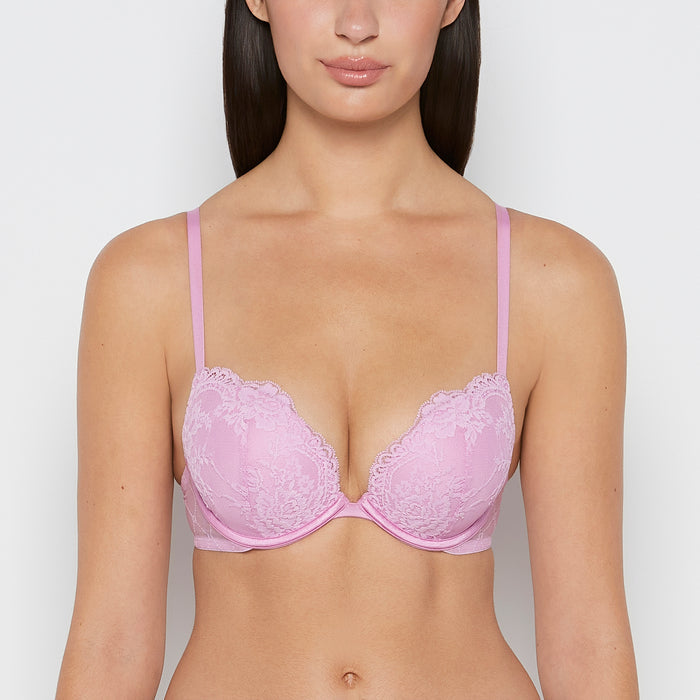 Push up Opulent Lace bra with Mesh Wing in Orchid