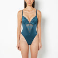 Push Up Plunge Bodysuit with Bewitched Lace in Legion Blue
