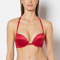 Push Up Plunge Bra Front Close Lush Lace Back in Passion Red