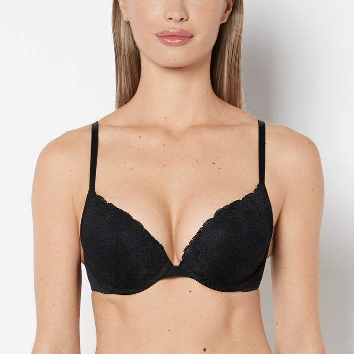 Push Up Plunge Bra in Tuxedo Black