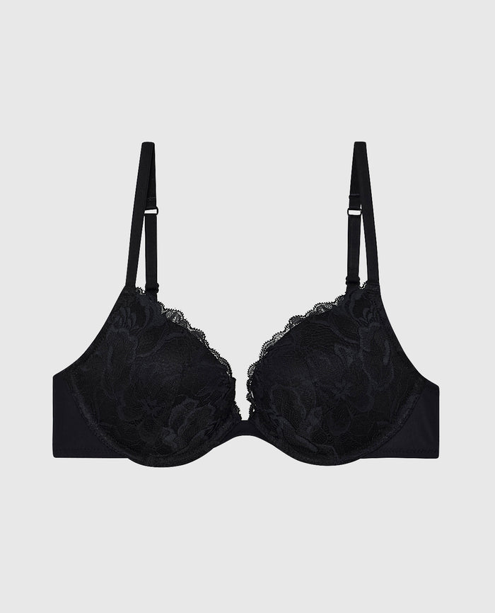 Push Up Plunge Bra in Tuxedo Black