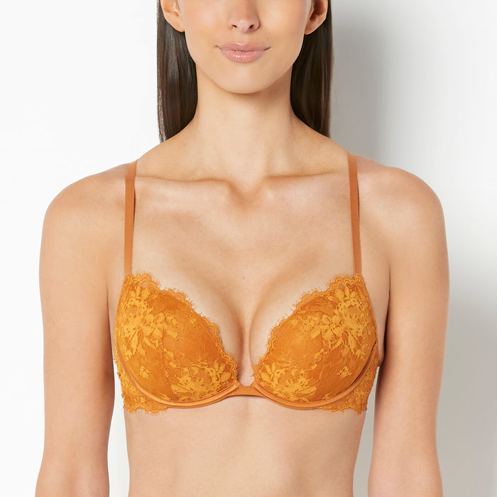 Push Up Plunge Bra with Bewitched Lace in Golden Glow