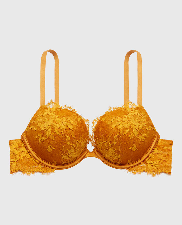 Push Up Plunge Bra with Bewitched Lace in Golden Glow