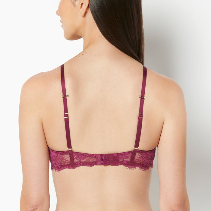 Push Up Plunge Bra with Bewitched Lace in Magenta Purple