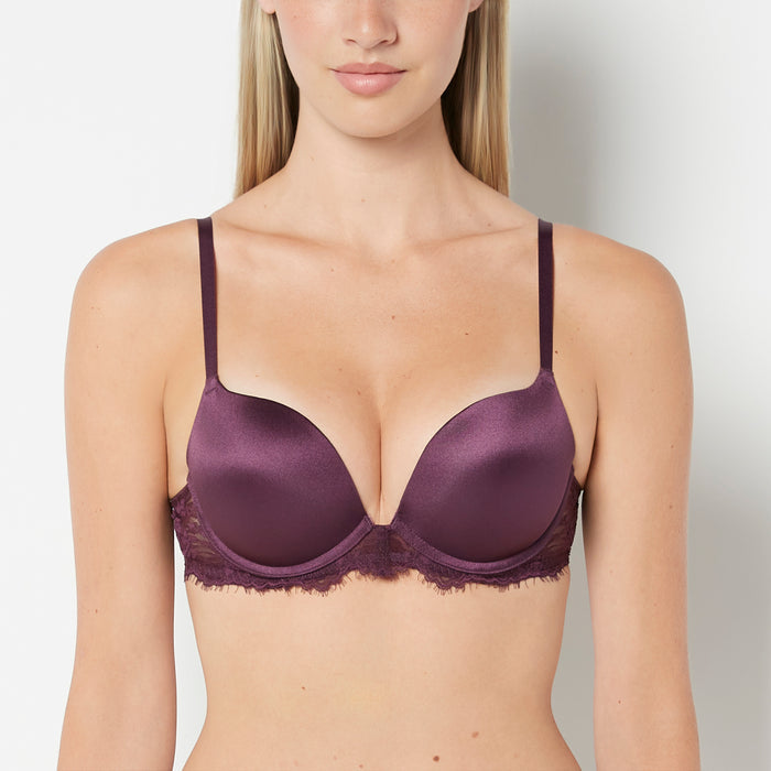 Push Up Plunge Bra with Bewitched Lace Wing in Blackberry Wine
