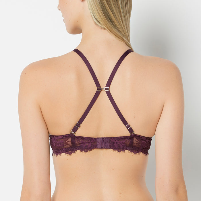 Push Up Plunge Bra with Bewitched Lace Wing in Blackberry Wine