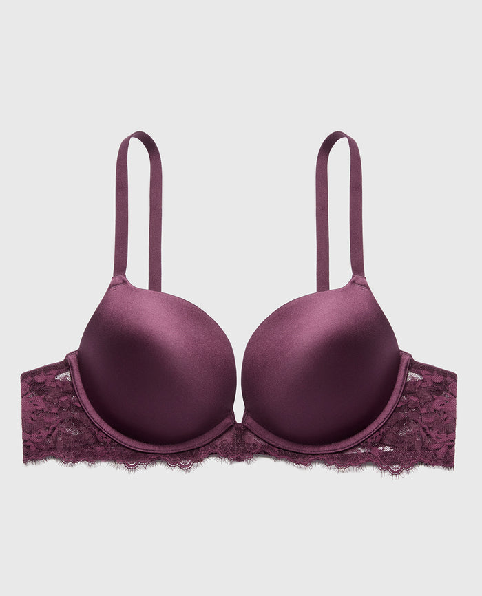 Push Up Plunge Bra with Bewitched Lace Wing in Blackberry Wine