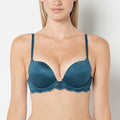 Push Up Plunge Bra with Bewitched Lace Wing in Legion Blue