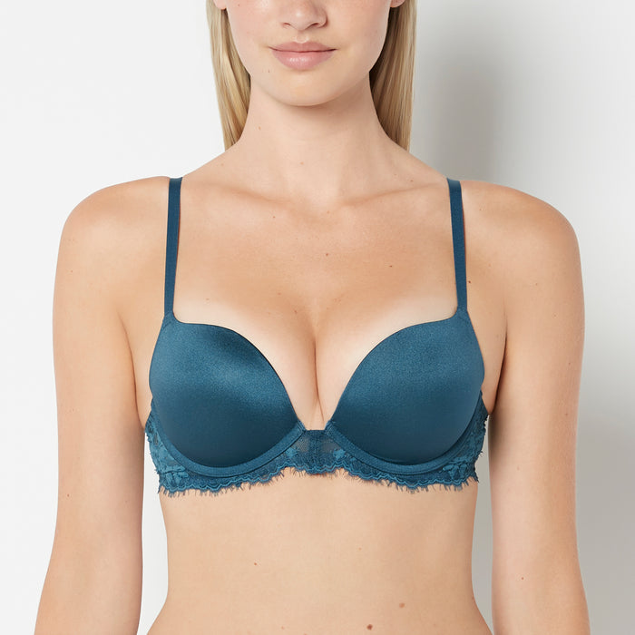 Push Up Plunge Bra with Bewitched Lace Wing in Legion Blue