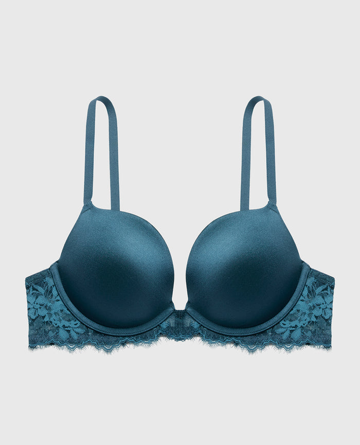 Push Up Plunge Bra with Bewitched Lace Wing in Legion Blue