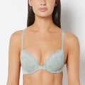 Push Up Plunge Bra With Charmed Lace  In Iceberg Green