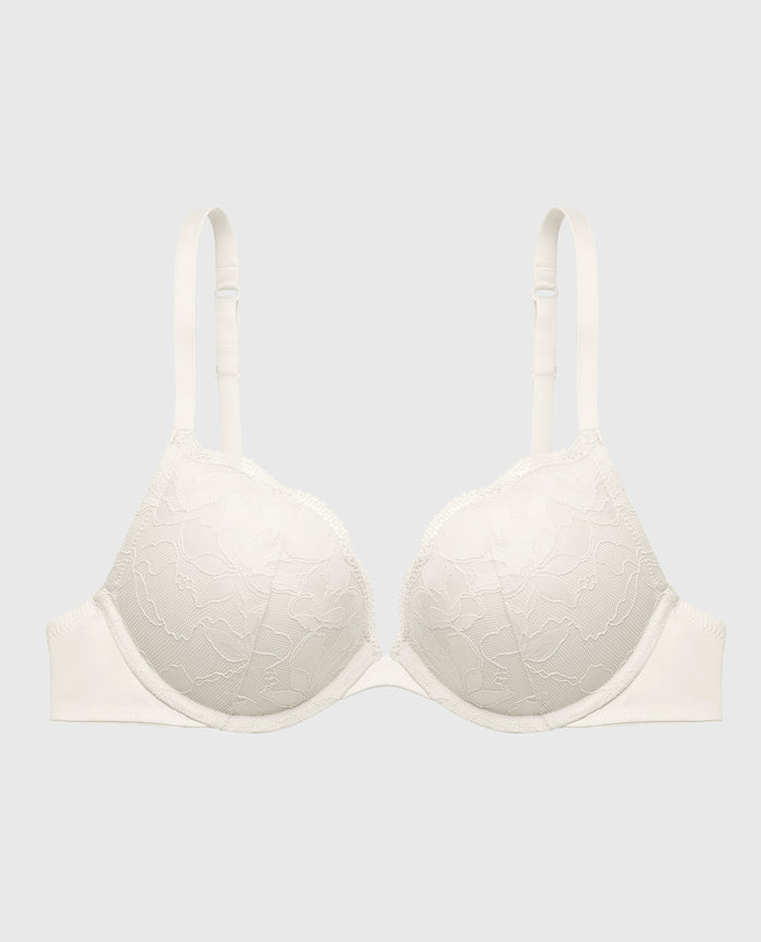 Push Up Plunge Bra With Charmed Lace  In Ivory