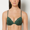 Push Up Plunge Bra With Charmed Lace in Jungle Green