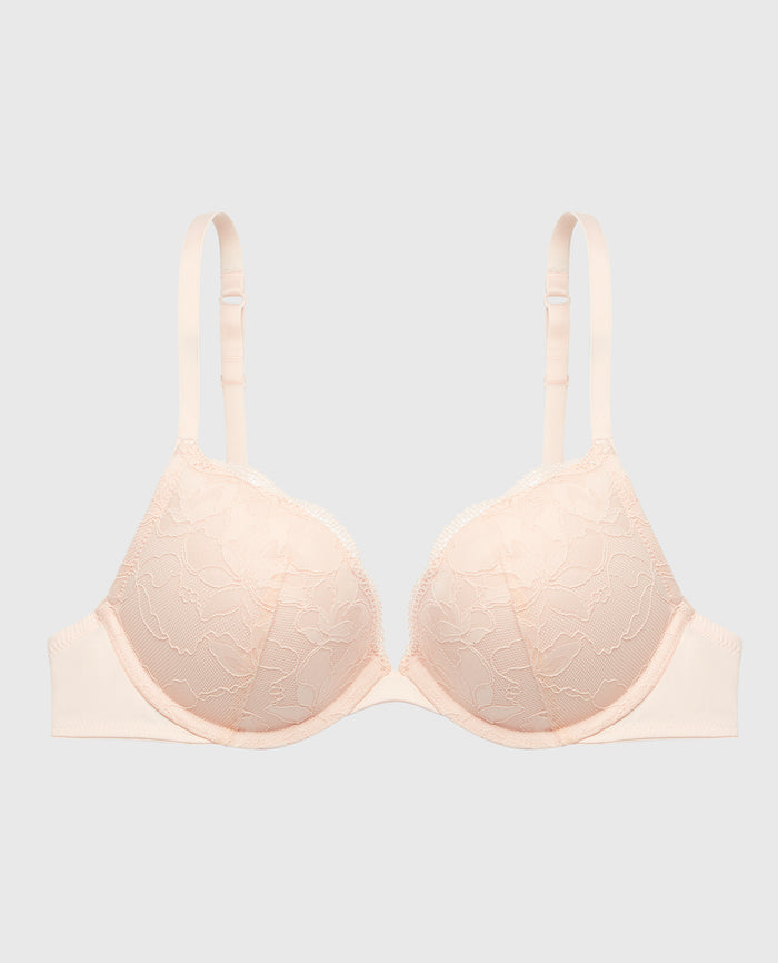 Push Up Plunge Bra With Charmed Lace in Pearl Blush