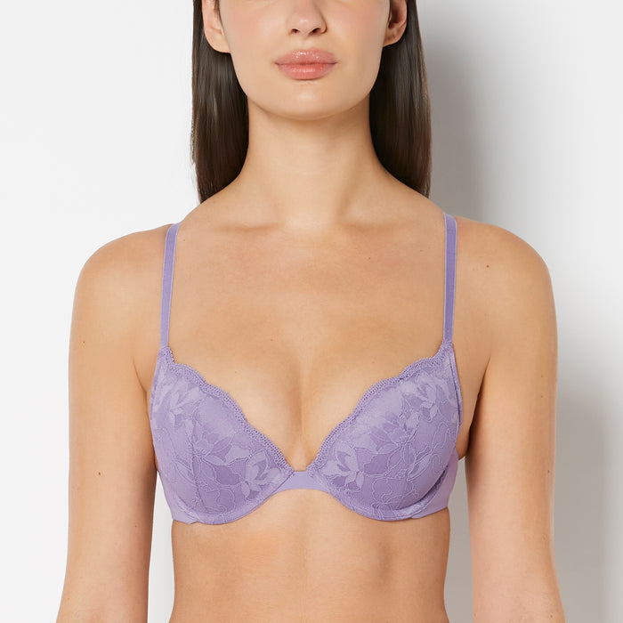 Push Up Plunge Bra With Charmed Lace in Purple Haze