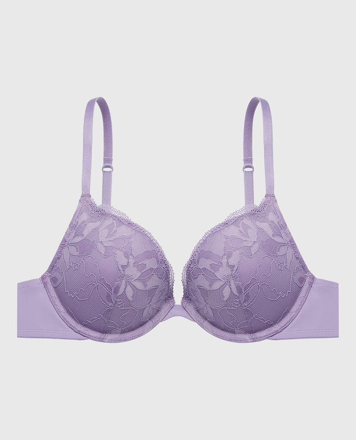 Push Up Plunge Bra With Charmed Lace in Purple Haze