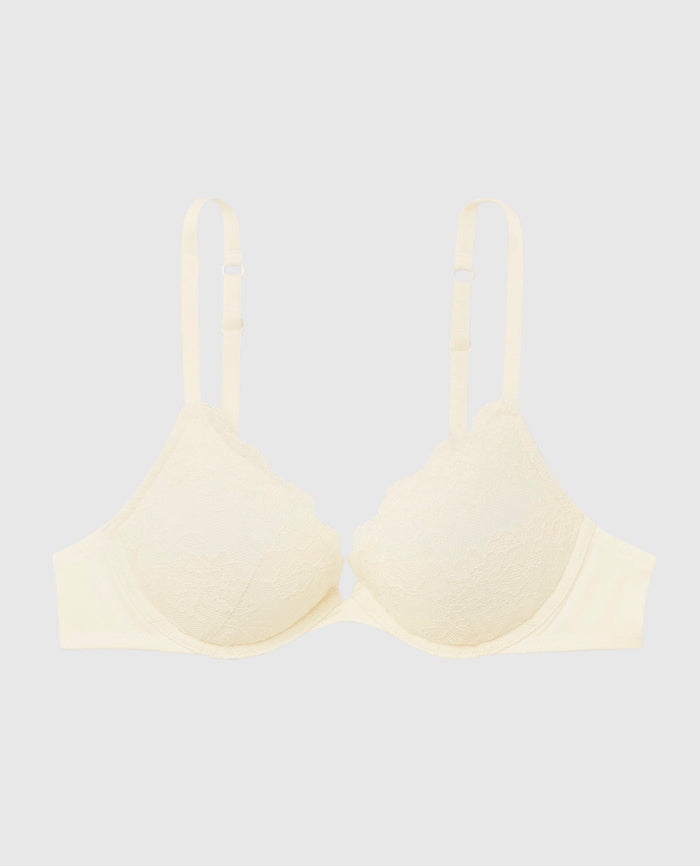 Push Up Plunge Bra with Lace Overlay
