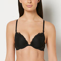Push up Plunge Bra With Lush Lace in Tuxedo Black